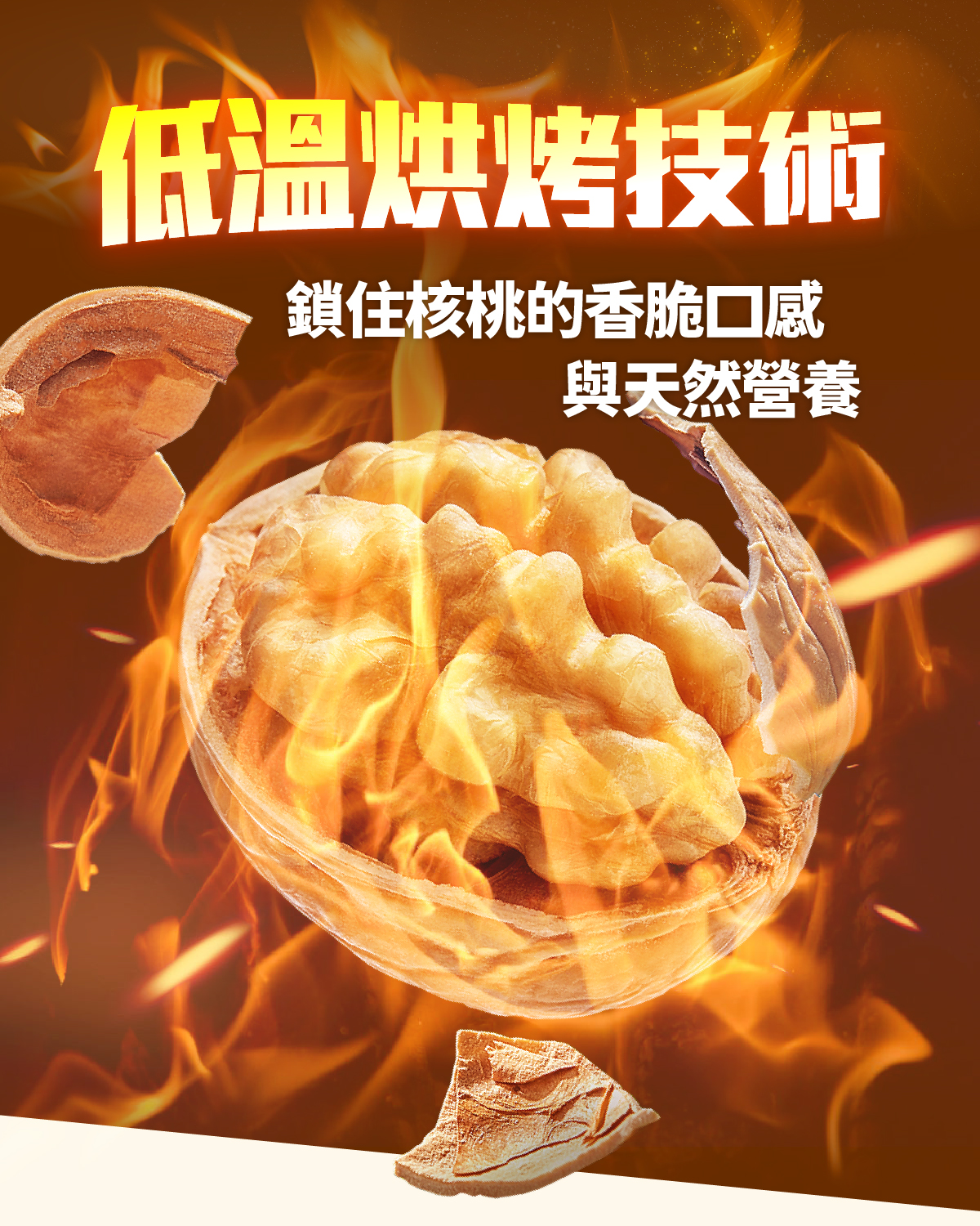 低溫烘烤技術，鎖住核桃的香脆口感與天然營養